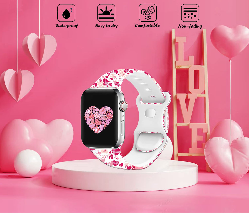 Holiday Watch Bands Compatible Watch 38mm 40mm 41mm 42mm for Women Men, Adjustable Soft Silicone Replacement Smartwatch Wristband for SE Series 8/7/6/5/4/3/2/1