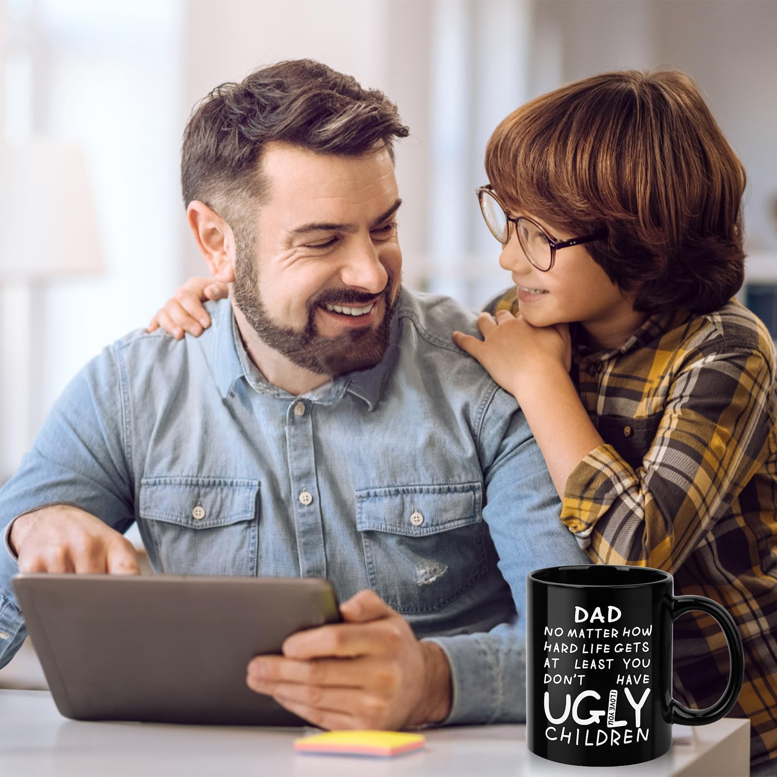 Fathers Day Dad Gifts from Daughter Son - 11oz Funny Coffee Mug for Dad Husband from Wife Kids Unique Ceramic Cup Printed on Both Sides Personalized Birthday Father’s Day Presents for Daddy Stepfather