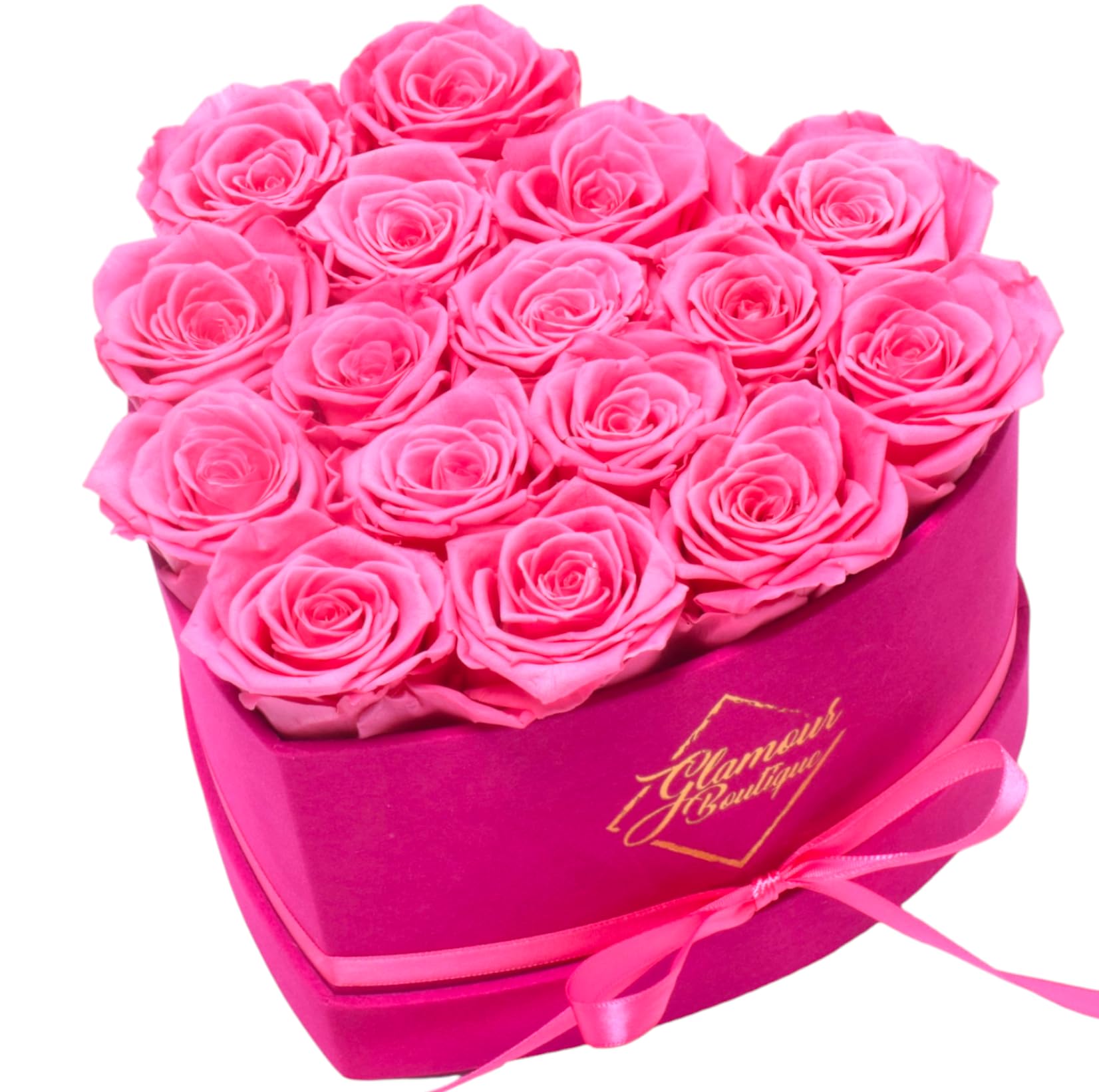 GLAMOUR BOUTIQUE 16 Flower Forever Heart Shape Box, Mothers Day Gift For Mom, Eternal Preserved Roses Gift for Her, Flowers bouquet, For Birthday, Anniversary, Girlfriend - Red