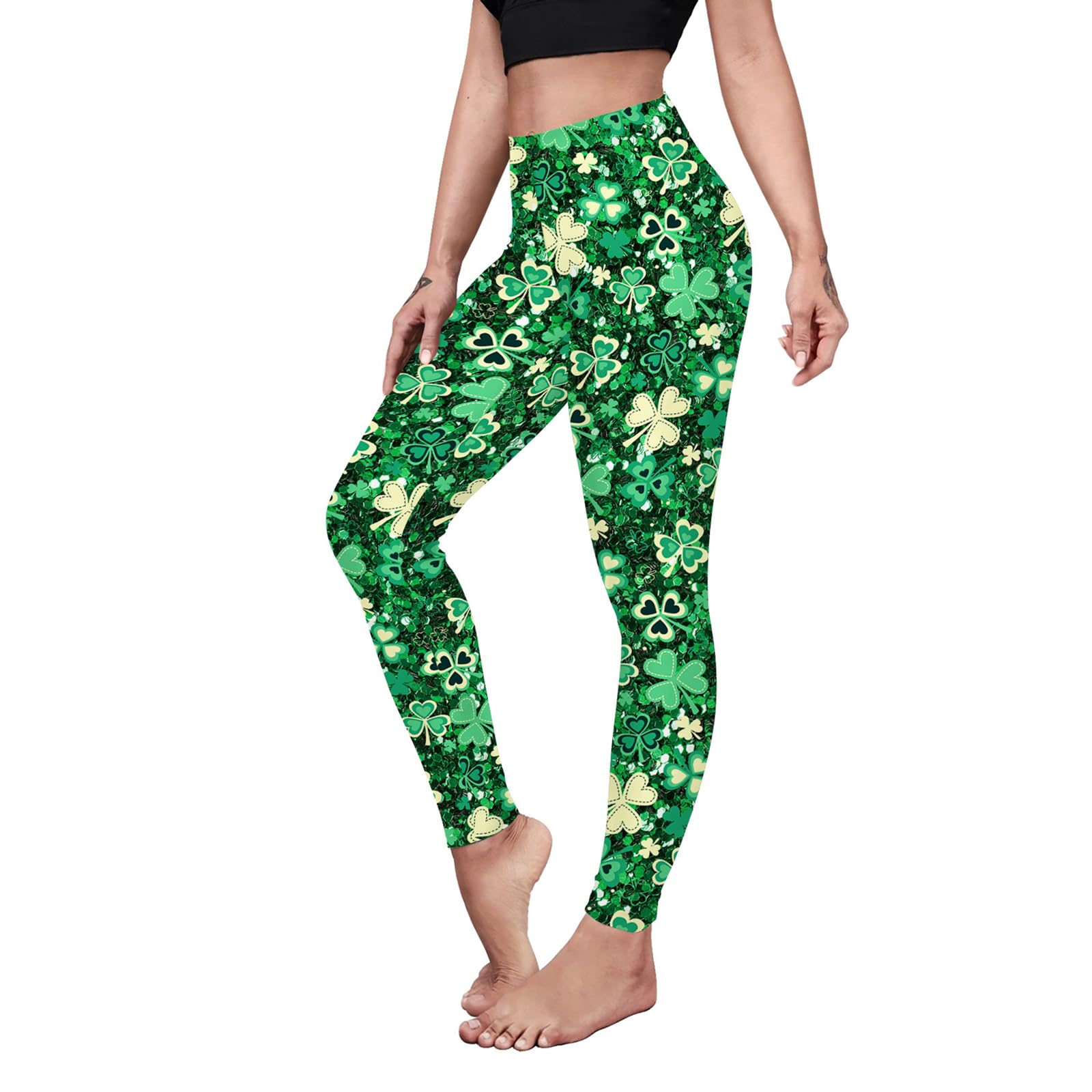 color cosplayer St. Patrick's Day Leggings Shamrock Stretchy Tights Yoga Pants for Women