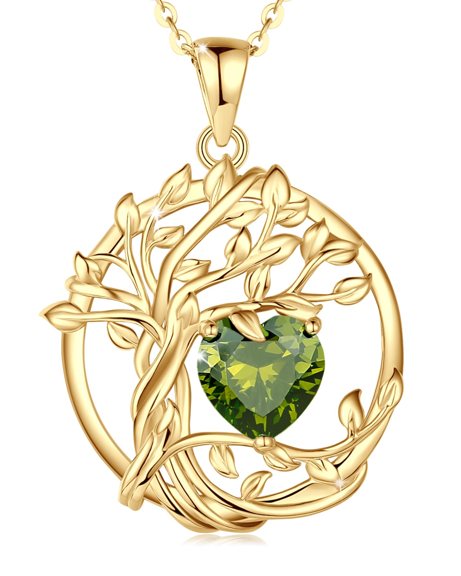 FANCIME Tree of life Birthstone necklace Sterling Silver Pendant Birthstone Necklace Gemstone Anniversary Birthday Jewelry Mothers Day Gifts for Mom Her Wife