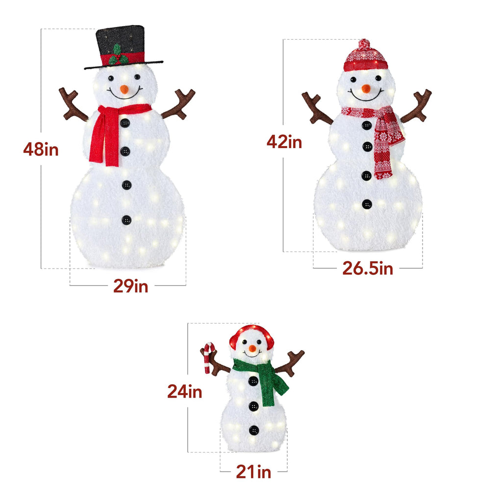Best Choice Products 4ft 4-Piece 2D Lighted Christmas Snowman Family Set, Large Outdoor Yard Decor Holiday Decoration w/ 160 Twinkling LED Lights