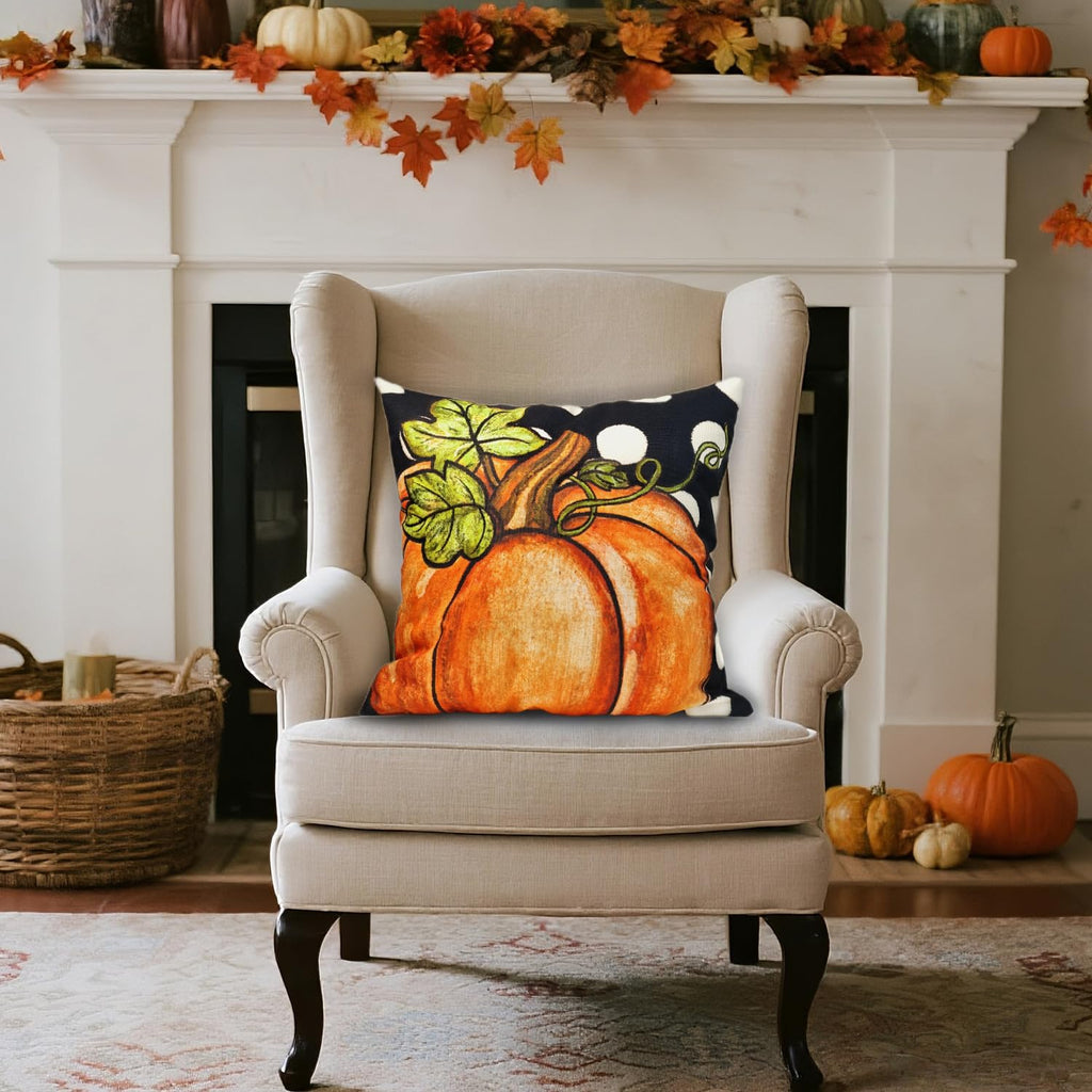 Fall Pillow Covers 18x18 Inch Autumn Pumpkin Maple Leaf Throw Pillowcase Orange Cushion Case for Thanksgiving Home Farmhouse Couch Sofa Bed Indoor Outdoor Decor (Set of 4)