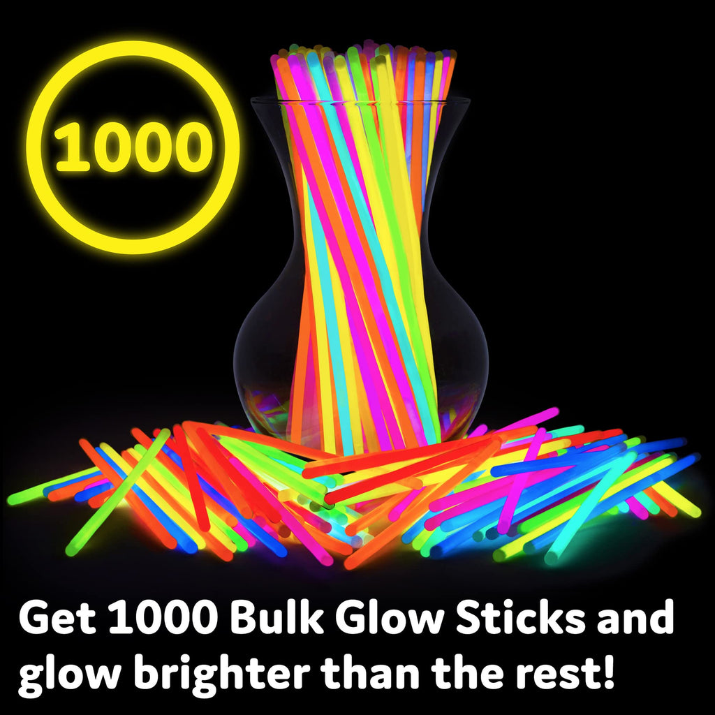 Party Sticks Glow Sticks Jewelry Bulk Party Favors 300pk and Connectors - 8" Glow in the Dark Party Supplies, Neon Party Glow Necklaces and Glow Bracelets for Kids and Adults