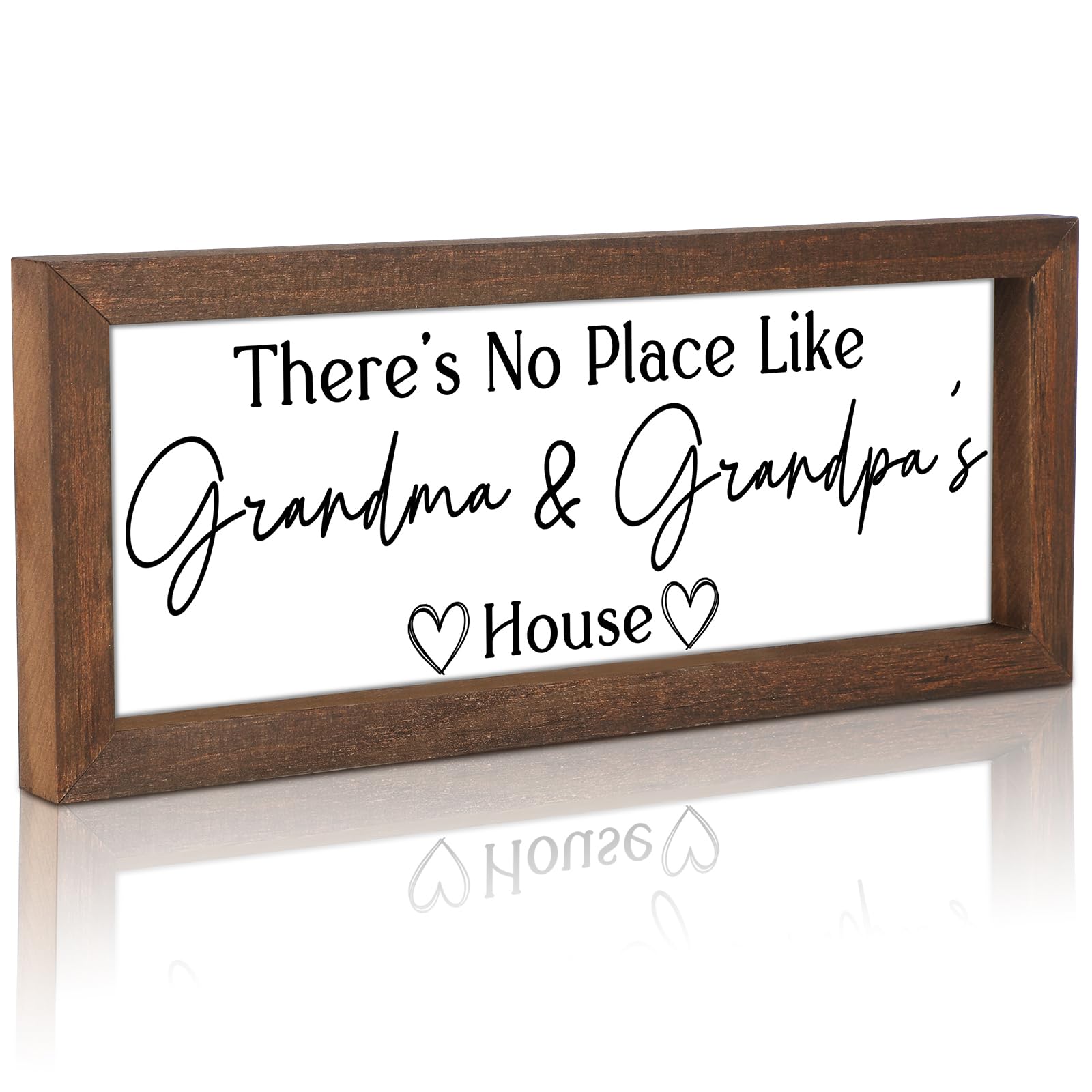 Yousoontic Grandparents Gift from Grandkids There's No Place Like Grandma & Grandpa's House Wooden Sign Farmhouse Home Decor for Birthday Christmas Thanksgiving Gift(Dark Brown,11.8 Inch)