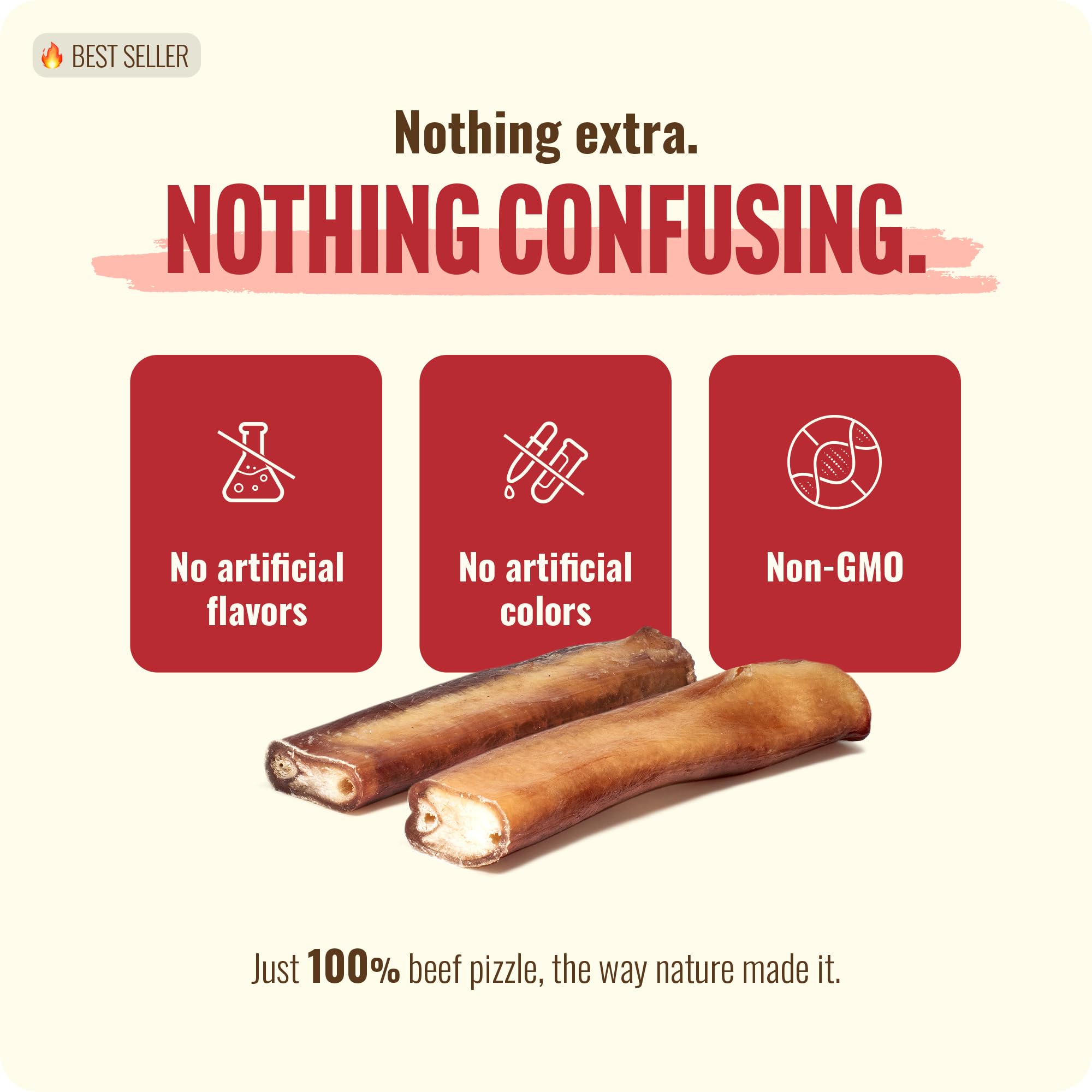 Natural Farm Bully Sticks (6 Inch, 15 Count), Single Ingredient: 100% Beef Chews, Grass-Fed, Non-GMO, Grain-Free, Fully Digestible Treats for Puppies, Small or Senior Dog
