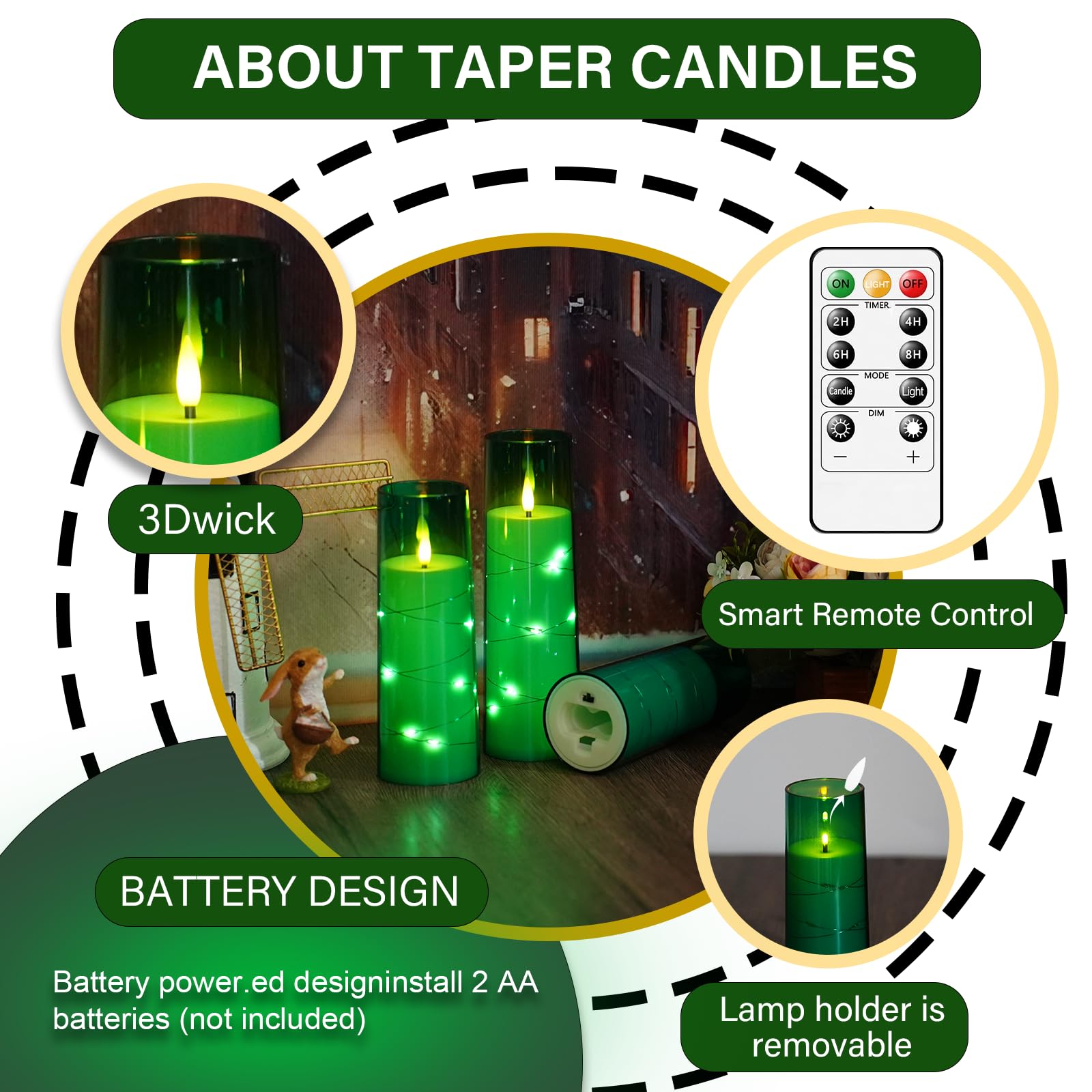 kakoya Flameless LED Candles with Timer 5 Pc Flickering Flameless Candles for Romantic Ambiance and Home Decoration Stable Acrylic Shell,with Embedded Star String，Battery Operated Candles（Red）