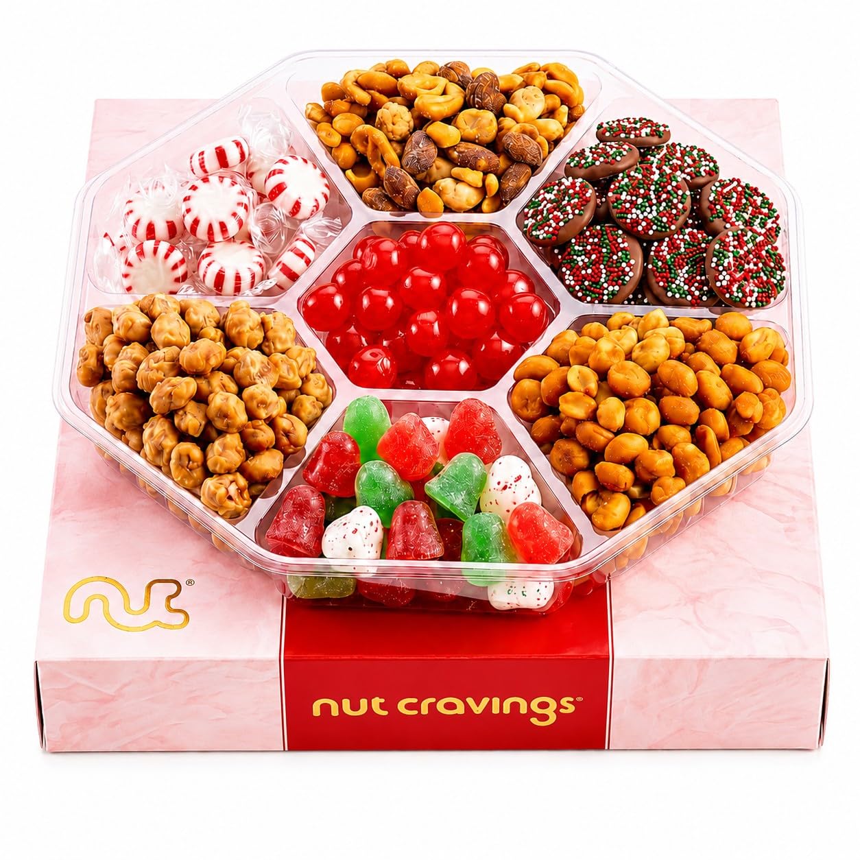 NUT CRAVINGS - Fathers Day Treats, Gift For Dad, Mixed Nuts Heart Shaped Gift Basket, Love in A Box (6 Assortments, 2 LB) Romantic Food Arrangement, Healthy Snack Care Package, Food Assortments