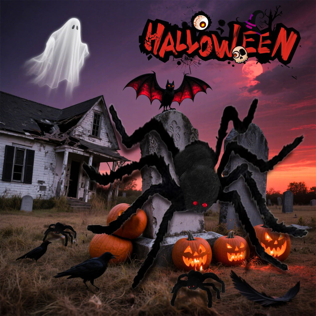 Giant Spider 6.6 Ft, 78" Halloween Decorations Fake Halloween Decor Spiders Large, Furry Spiders for Outdoor Indoor Yard Home Costumes Party House Décor, 1 Pack