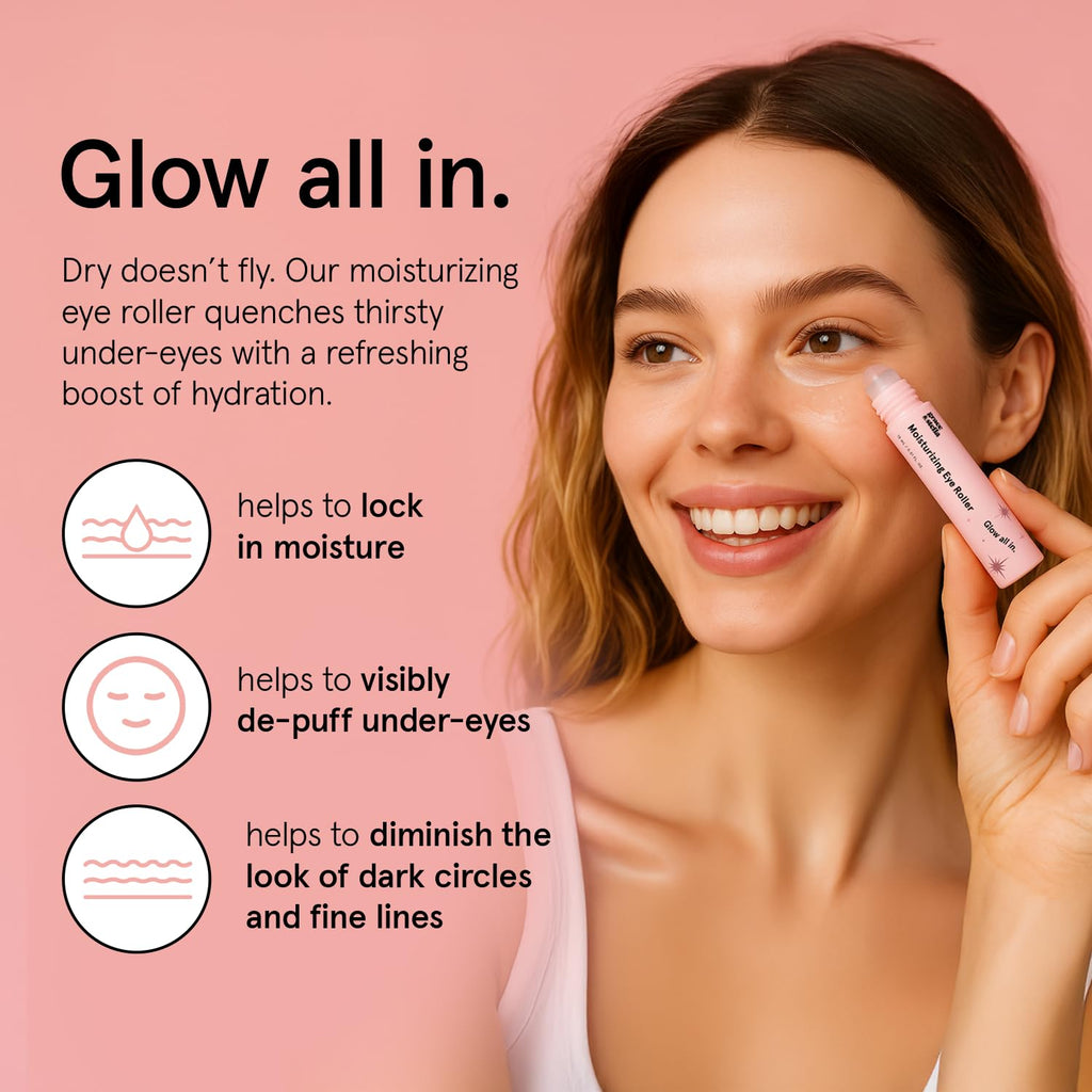 grace & stella Under Eye Brightener Roller - Airplane Travel Essentials - Travel Size Toiletries - Retinol & Caffeine Eye Serum for Puffiness, Dark Circles, Wrinkles - Vegan Skincare (15ml / 0.51floz)