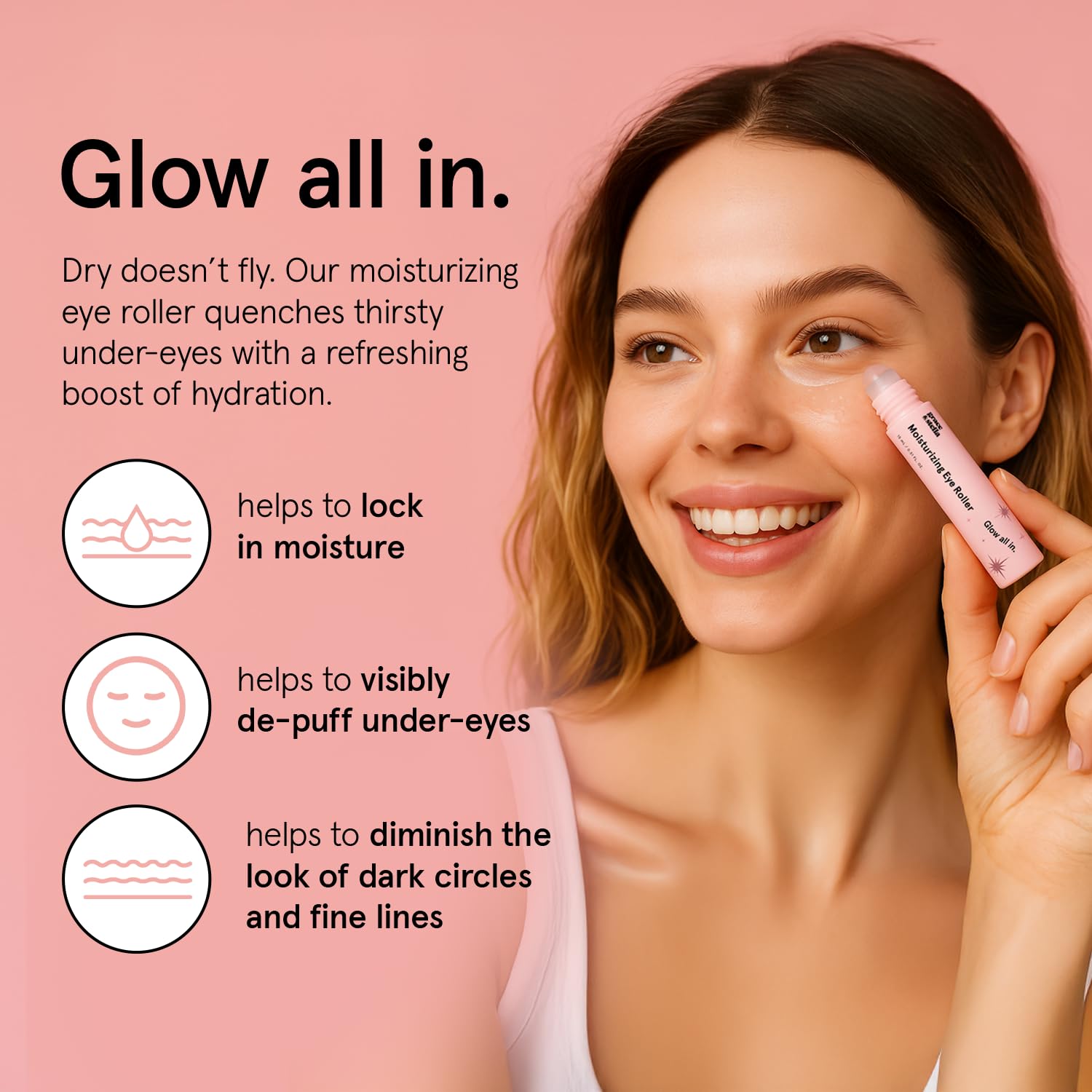 grace & stella Under Eye Brightener Roller - Airplane Travel Essentials - Travel Size Toiletries - Retinol & Caffeine Eye Serum for Puffiness, Dark Circles, Wrinkles - Vegan Skincare (15ml / 0.51floz)