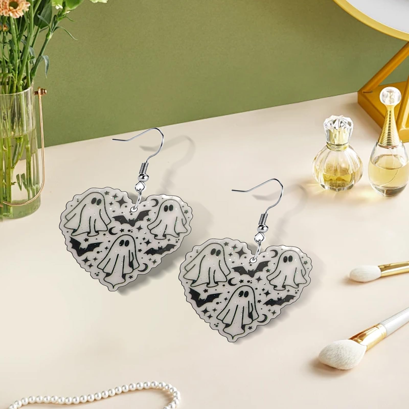 Funny Dog Sunflower Paw Print Earrings for Women - Unique & Quirky Funky Acrylic Dangle Earrings, Cute & Silly Novelty Design, Wacky & Crazy Earrings for Fun Lovers