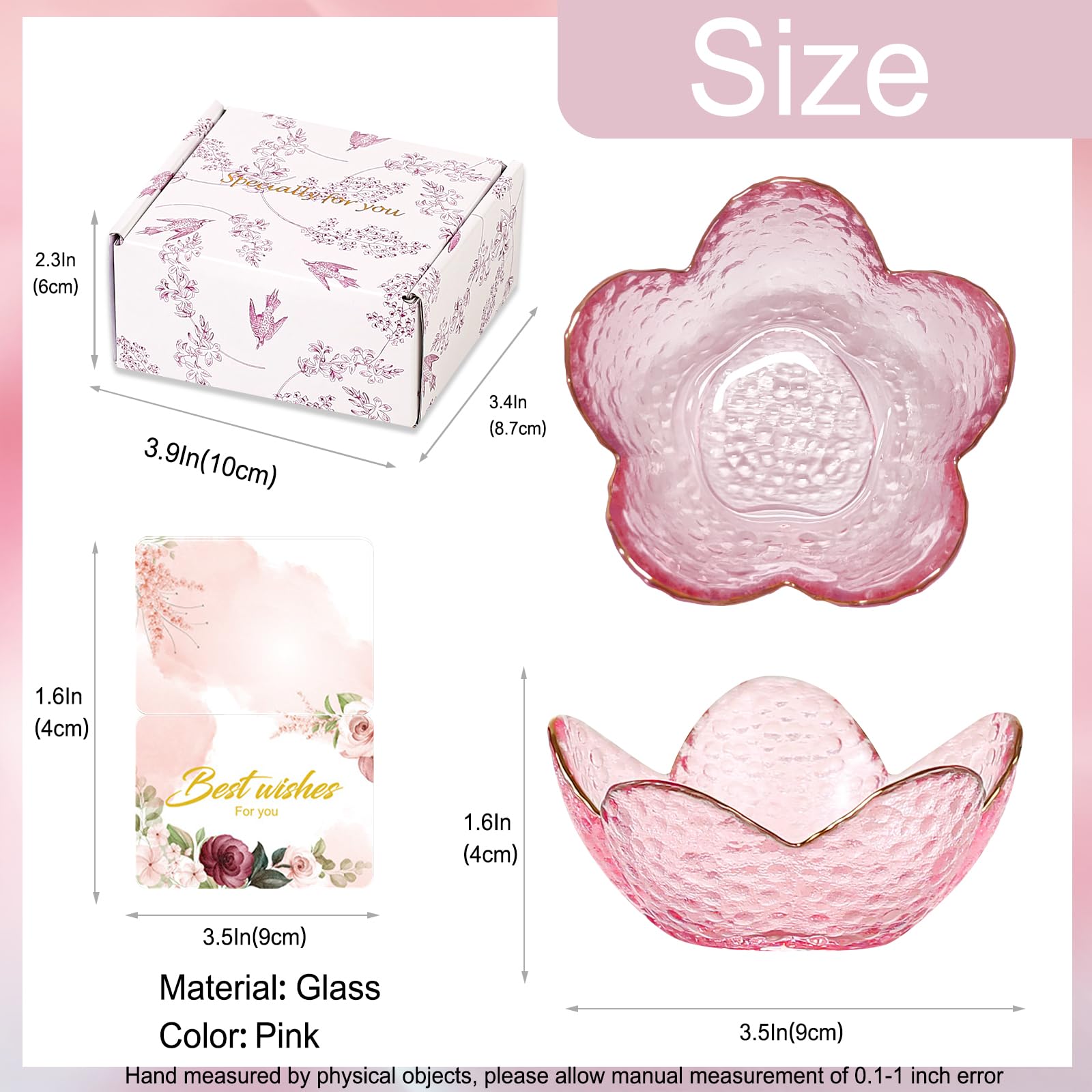 Purple Flower Jewelry Dish Glass Ring Holder Dish Jewelry Tray Cute Vanity Organizer Aesthetic Nightstand Bathroom Room Decor Trinket Dish Mothers Day Friendship Christmas Birthday Gifts for Women
