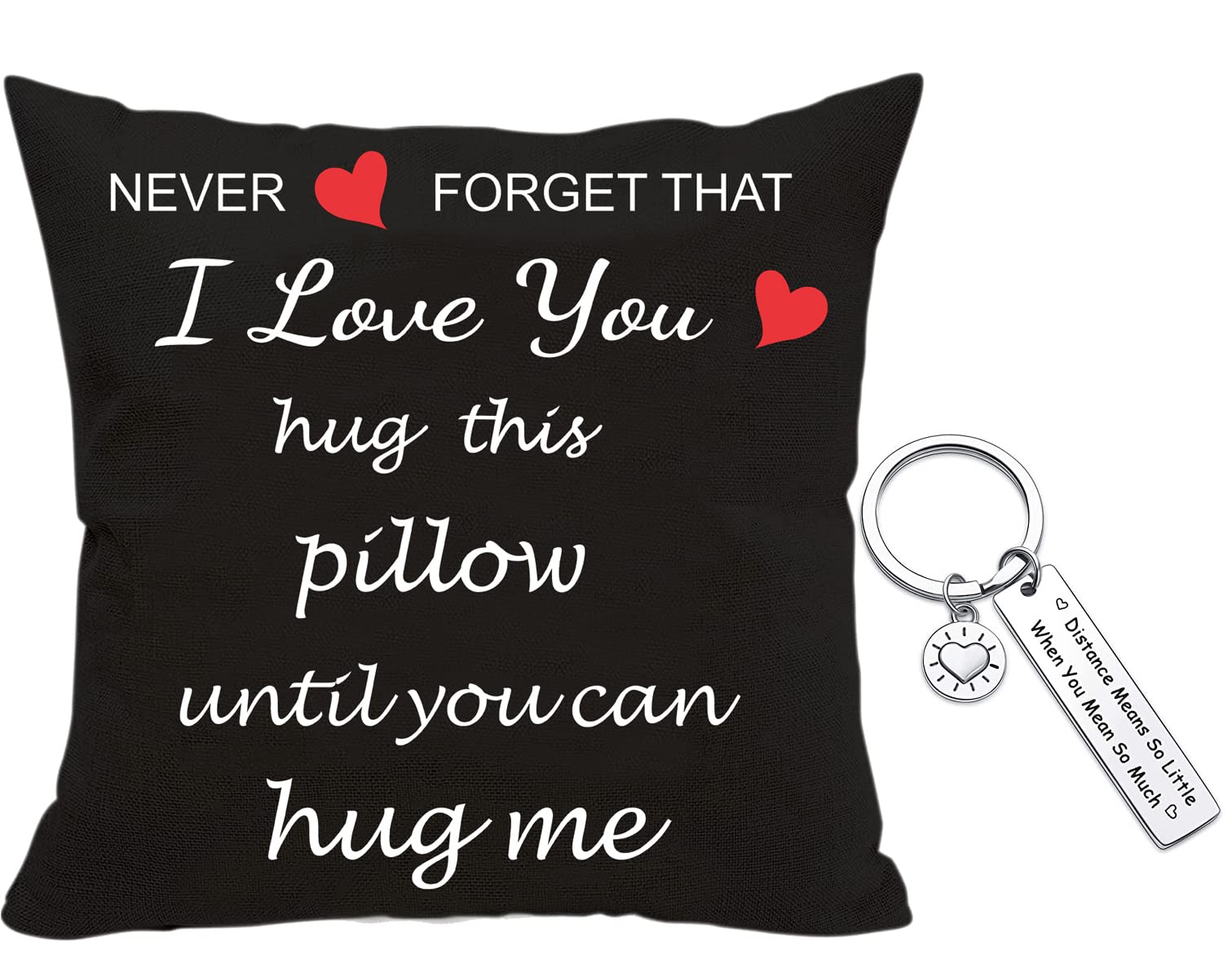 Anrkets Two Sided Printing Lover Pillow Cover I Love You Hug This Pillow Until You Can Hug Me, Valentine's Day Birthday Gifts for Girlfriend Cotton Linen Square Decorative Waist Pillowcase 18"x 18"