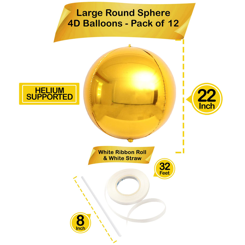 KatchOn, Large Gold Foil Balloons - 22 Inch, Pack of 12 | Gold Balloons for Graduation Decorations 2026 | Mylar Balloons for Anniversary, Wedding, Golden Birthday Party Decorations