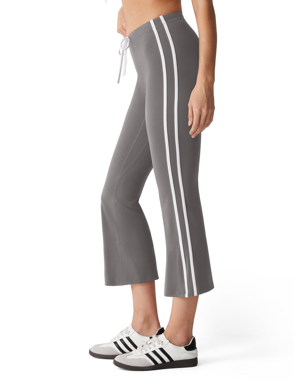 MOOSLOVER Women Flare Capri Yoga Pants High Waisted Side Stripe Drawstring Bootcut Flared Cropped Leggings