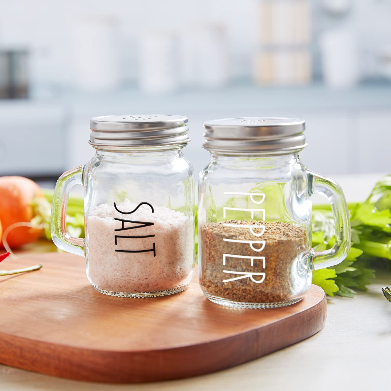 Red Salt and Pepper Shakers Set, ZOSUJO 4 oz Cute Modern Glass Christmas Red Shaker Sets with Stainless Steel Lids, Red Kitchen Decor and Accessories for Home Restaurants Weddings