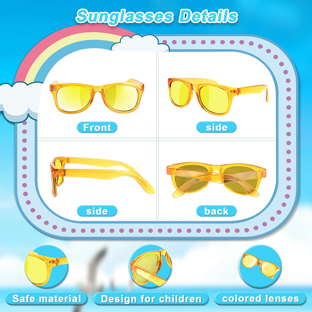 AILEHO Kids Sunglasses Bulk Party Favors - 24 Packs Boys Girls Sunglasses for Kids Age 3-8 with UV 400 Protection, Neon Sunglasses for Kids Party