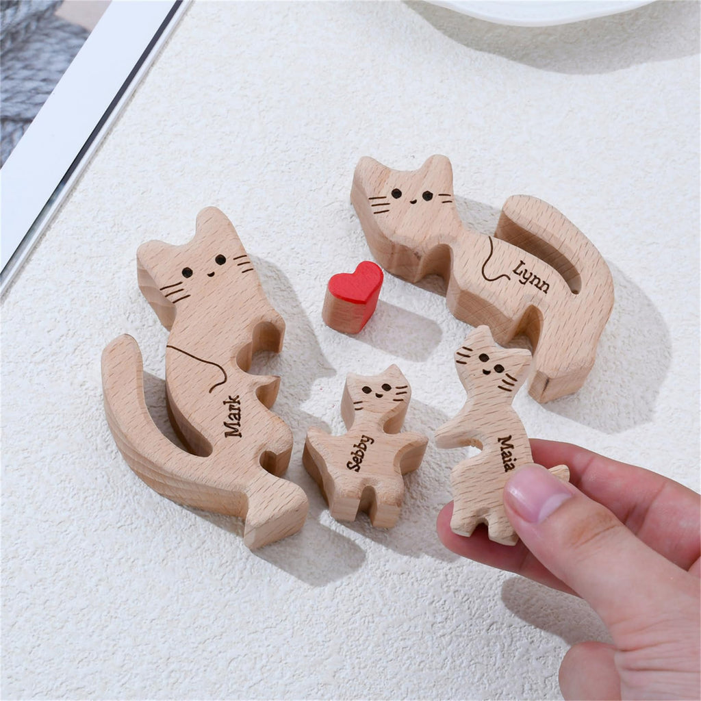 Personalized Family Name Puzzle with 2-8 Names Custom Wooden Bear Puzzle with Names Customized Wooden Puzzle Gifts for Christmas (Bear)