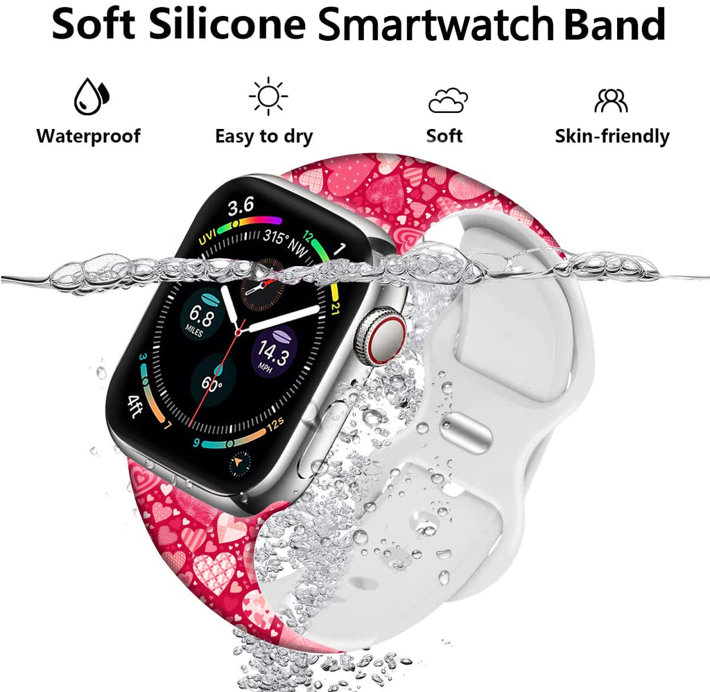 Holiday Watch Bands Compatible Watch 38mm 40mm 41mm 42mm for Women Men, Adjustable Soft Silicone Replacement Smartwatch Wristband for SE Series 8/7/6/5/4/3/2/1