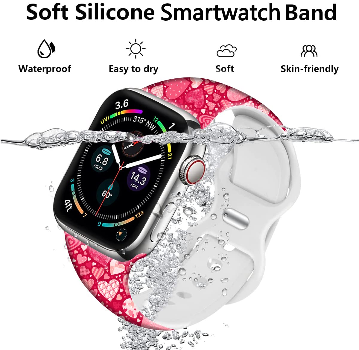Holiday Watch Bands Compatible Watch 38mm 40mm 41mm 42mm for Women Men, Adjustable Soft Silicone Replacement Smartwatch Wristband for SE Series 8/7/6/5/4/3/2/1