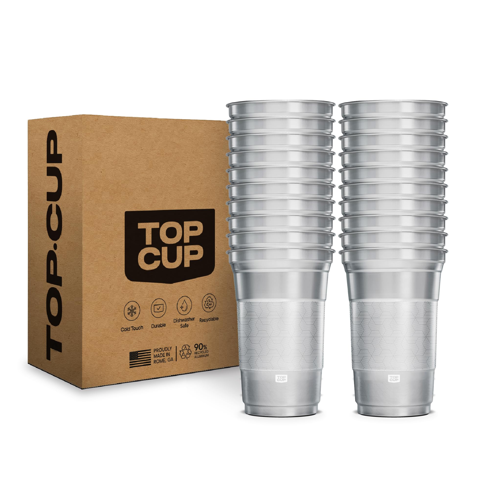 Top Cup America's 250th Birthday 20 oz Reusable Aluminum Party Cups 20 Count | Durable, Reusable & Recyclable, Made in USA
