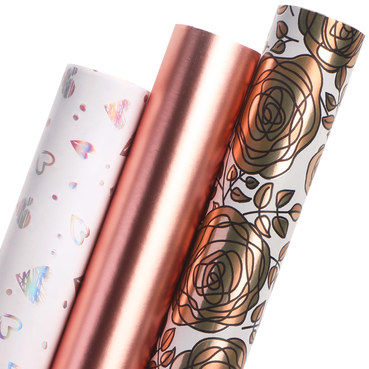 Ribbli Birthday Wrapping Paper Iridescent Gift Wrapping Paper Mini Roll, 3 Rolls Happy Birthday Polka Dots Stripes Printed Assortment - 17 inch x 120 inch(10feet) Per Roll