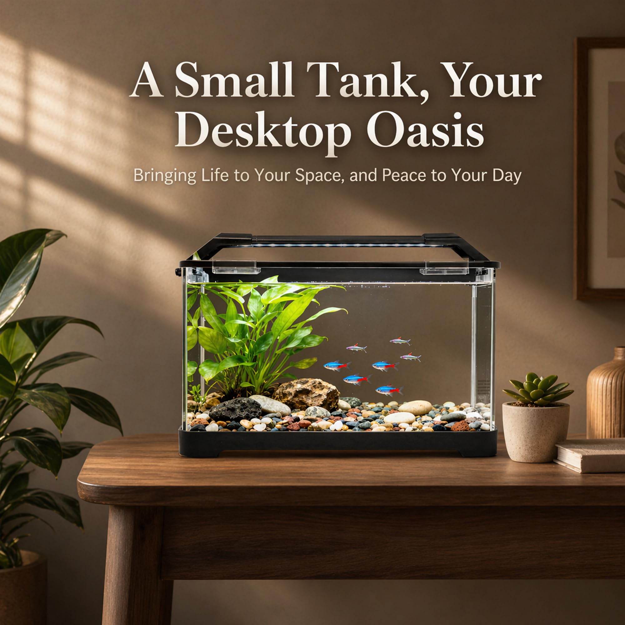 3.5 Gallon Betta Fish Tank, All in One Aquarium Starter Kits with Back Filter, Adjustable Pump, 25W Heater, LED Thermometer, LED Light with Timer & Water Changer Kit, Gifts for Mom Wife