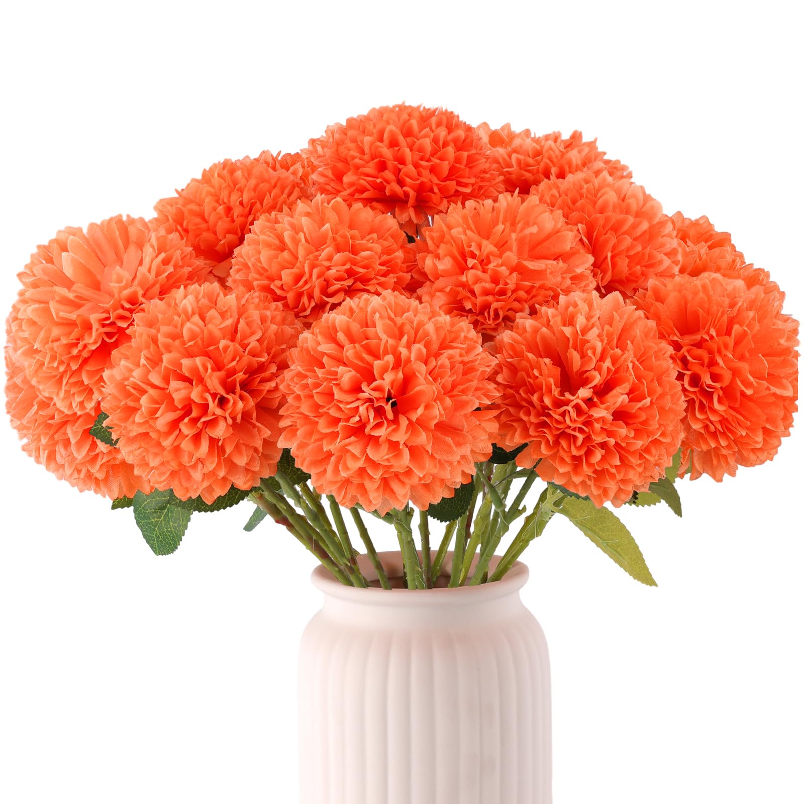 Hananona 12 Pcs Artificial Chrysanthemums Flowers Patriotic Flower, 4th of July Fake Mums Flowers Silk for Home Decor Indoor Memorial Day Table Centerpiece Vase not Included (12, Red, White, Blue)