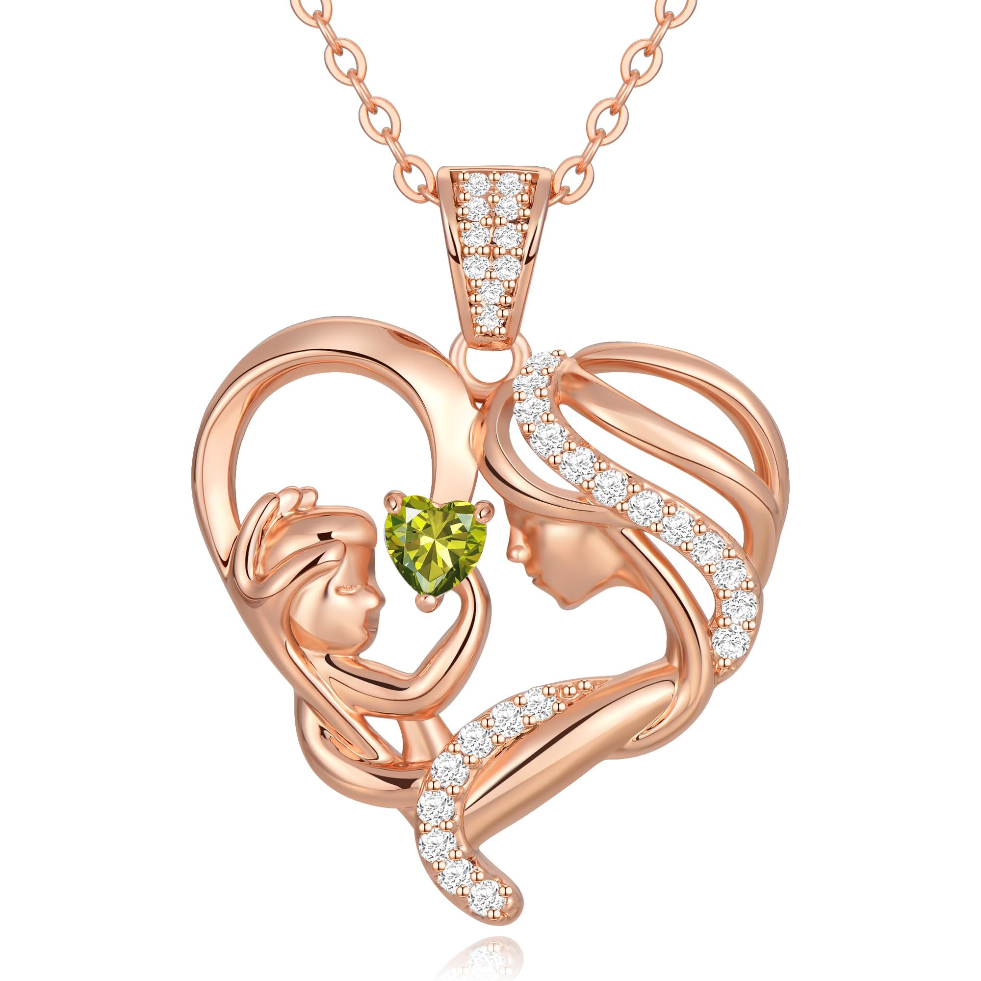 Mothers Day Gifts for Mom Wife Her Grandma, S925 Sterling Silver Birthstone Necklaces Jewelry for Women, Mother's Day Love Heart Pendant Necklace for Anniversary Birthday Christmas Day