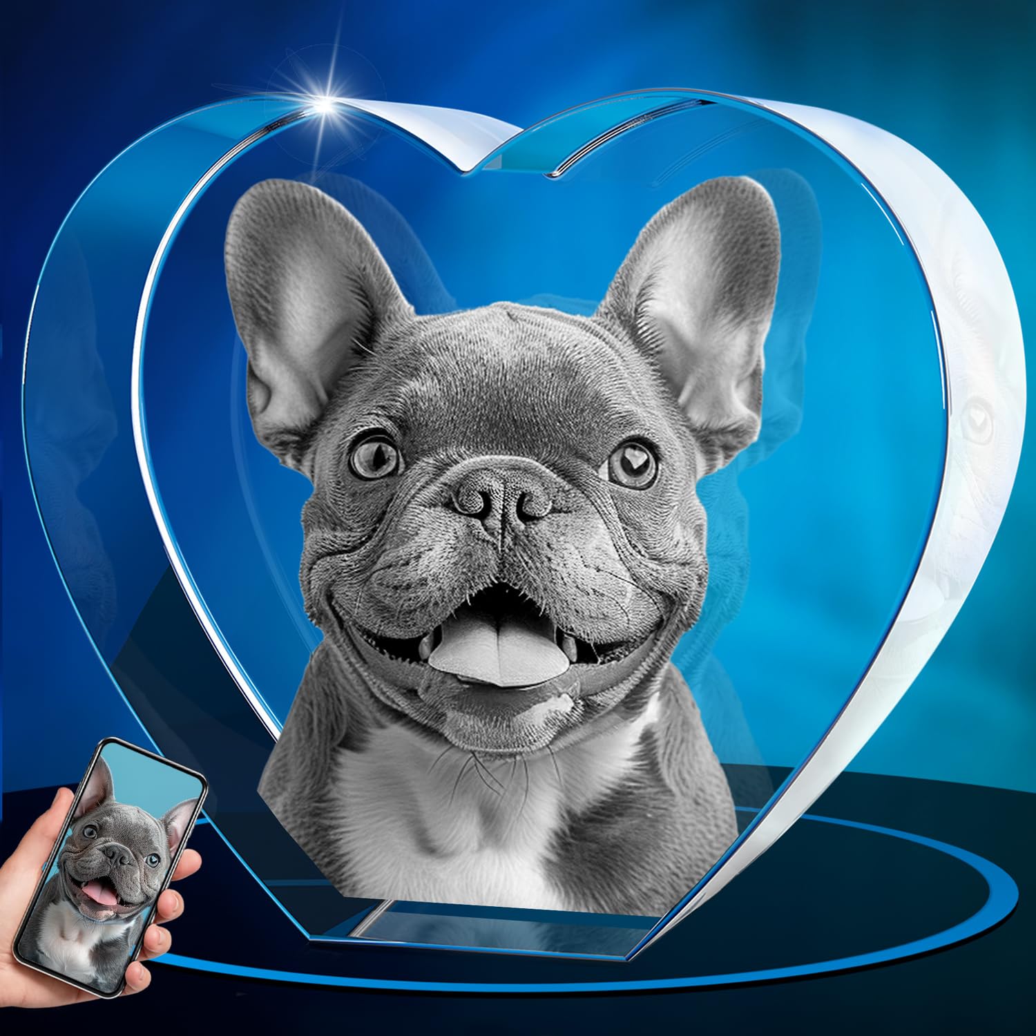 ArtPix 3D Crystal Photo, Personalized Dog Memorial Gifts with Your Own Photo for Dog Lovers, Pet Owners, 3D Laser Etched Picture, Engraved Crystal in Memory of Dog, Customized Gifts
