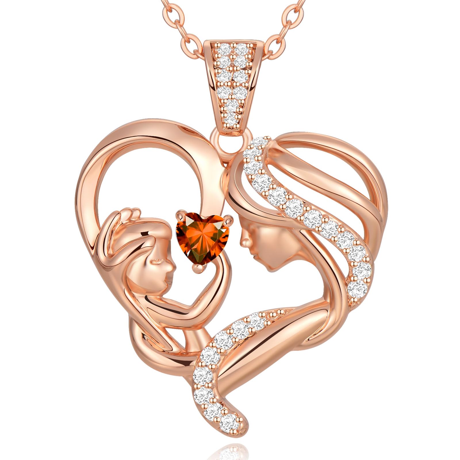 Mothers Day Gifts for Mom Wife Her Grandma, S925 Sterling Silver Birthstone Necklaces Jewelry for Women, Mother's Day Love Heart Pendant Necklace for Anniversary Birthday Christmas Day