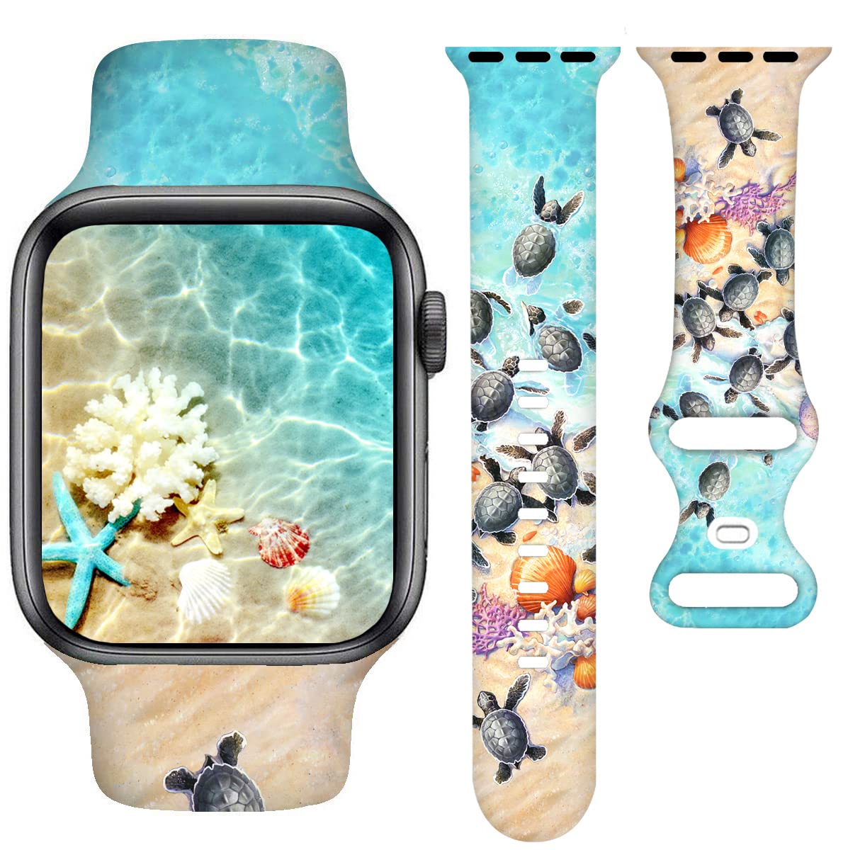 Holiday Watch Bands Compatible Watch 38mm 40mm 41mm 42mm for Women Men, Adjustable Soft Silicone Replacement Smartwatch Wristband for SE Series 8/7/6/5/4/3/2/1
