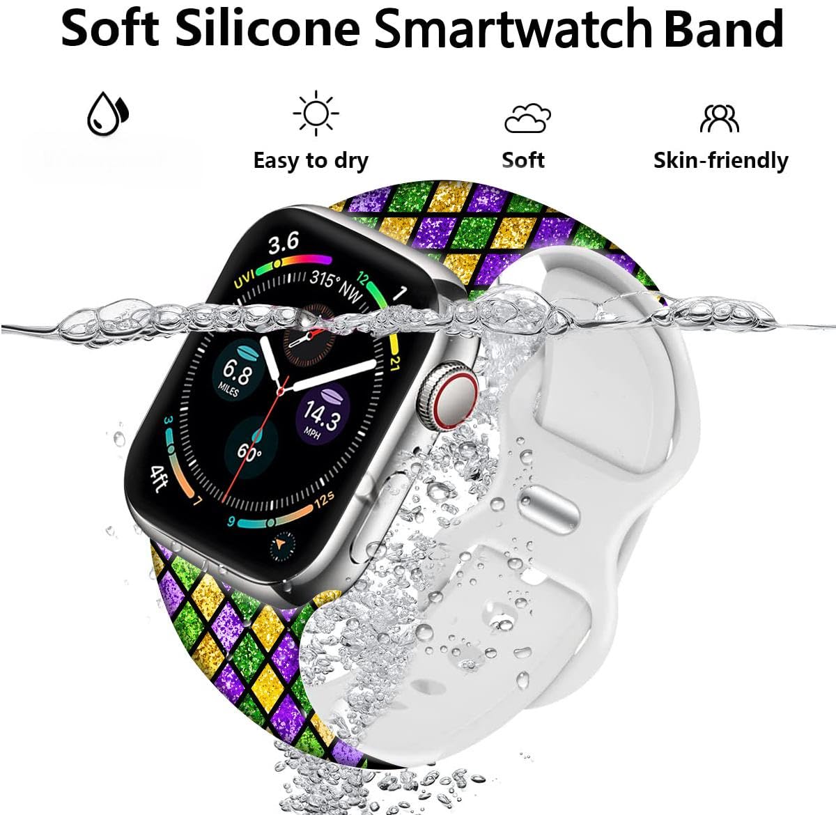 Holiday Watch Bands Compatible Watch 38mm 40mm 41mm 42mm for Women Men, Adjustable Soft Silicone Replacement Smartwatch Wristband for SE Series 8/7/6/5/4/3/2/1