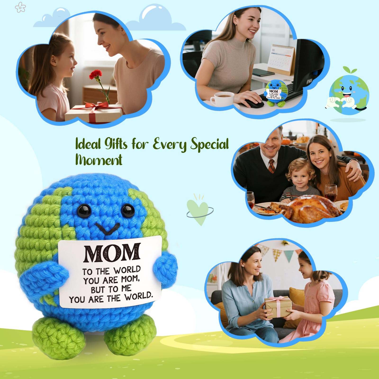 Mothers Day Gifts for Moms Wife Birthday Gift for Mom from Daughter Best Mom Ever Gifts Easter Eggs Filled Basket Stuffers Mothers Day Decorations New Bonus Step Mama Earth Crochet Gift I Love You Mum