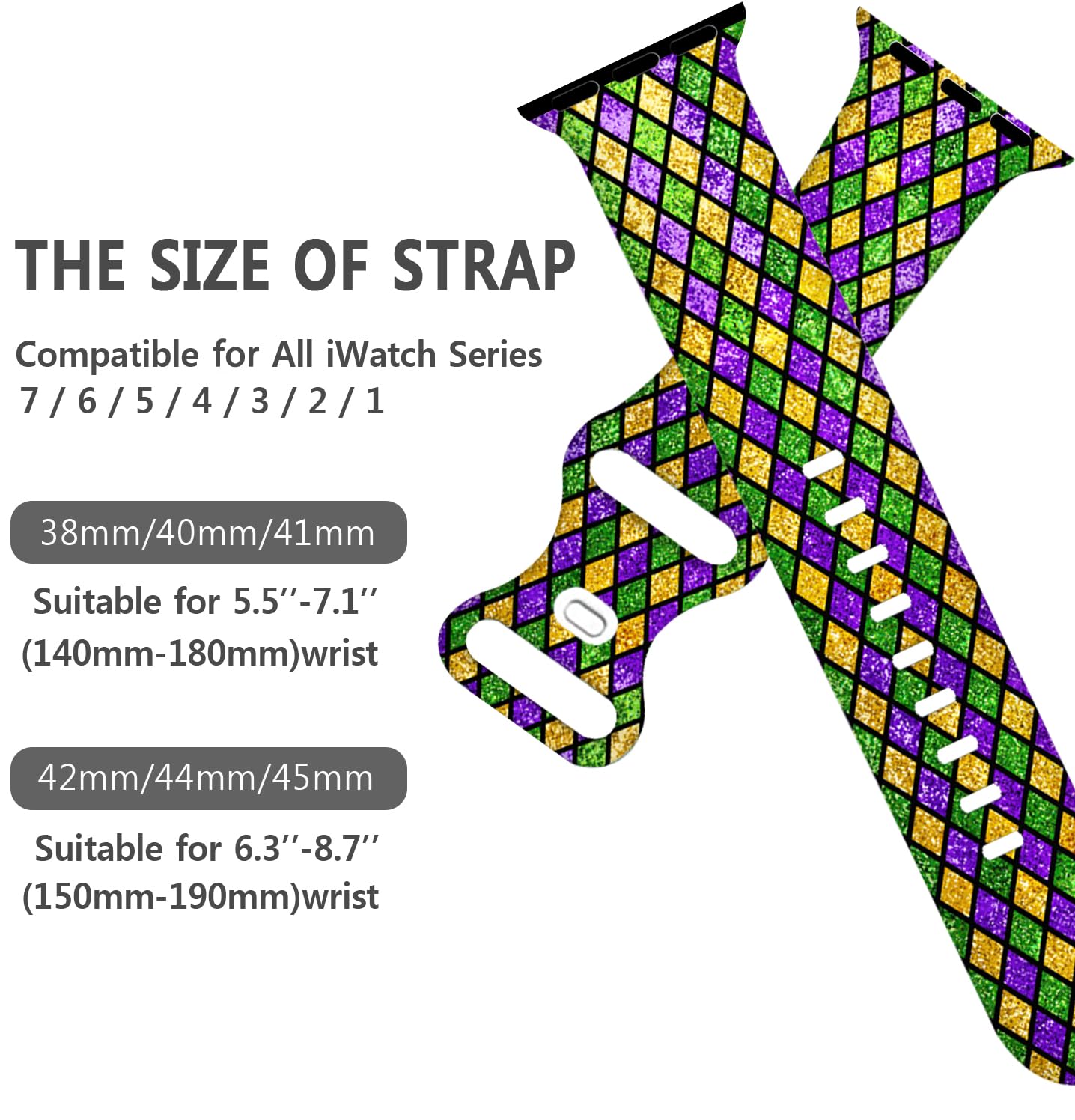 Holiday Watch Bands Compatible Watch 38mm 40mm 41mm 42mm for Women Men, Adjustable Soft Silicone Replacement Smartwatch Wristband for SE Series 8/7/6/5/4/3/2/1