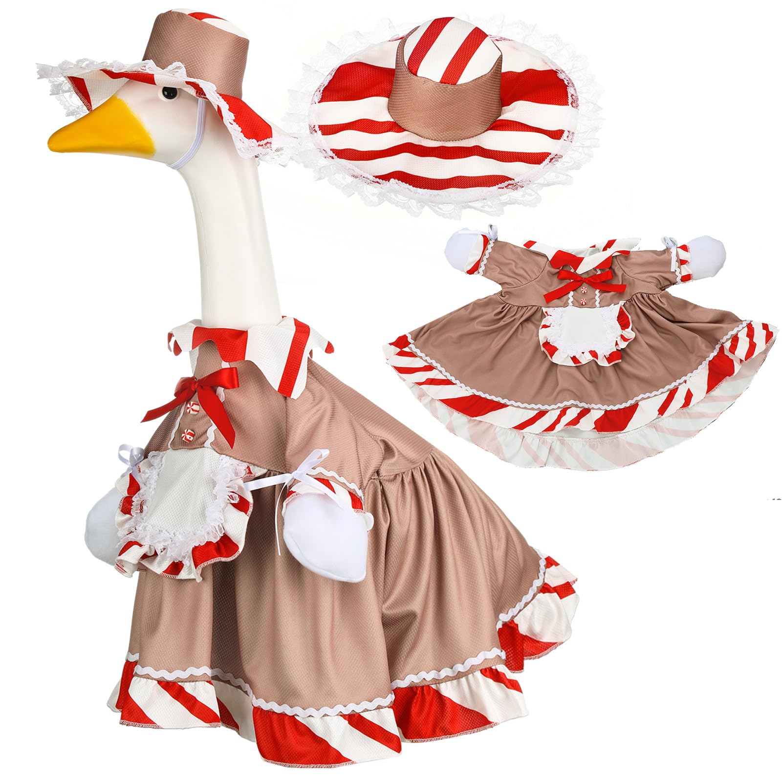 Suzile Fall Maple Porch Goose Outfit Autumn Goose Clothes for 23 Inch Cement or Plastic Geese Costume for Yard Lawn Outdoor Garden Patio Concrete Duck Statue Dress Thanksgiving Party Holiday Decor