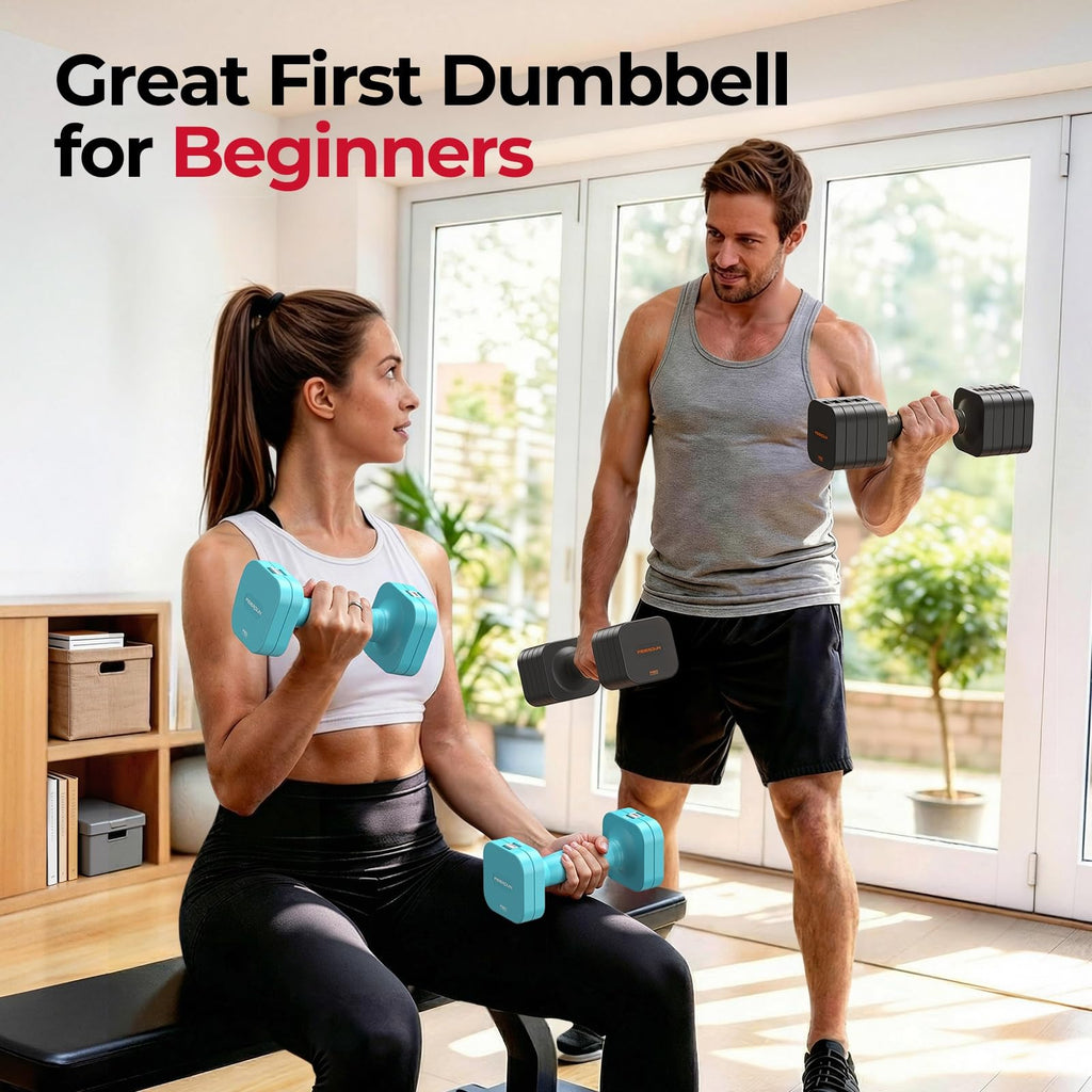 FEIERDUN DB3 5-in-1 Adjustable Dumbbell Set, 6LB/10LB Pair Adjustable Weights for Women at Home, Dual Locking Stable Hand Weights with TPU Soft Handle, Home Gym, Rehab, Pilates, Yoga, Strength Training