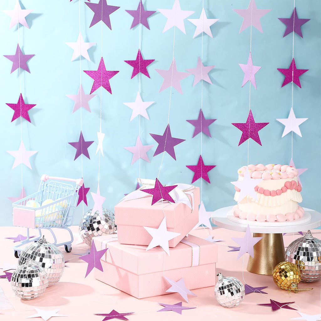 Patelai Glitter Star Garland Banner 2026 Graduation Decor 130 Feet Star Hanging Banner Twinkle Backdrop for Party Birthday Classroom Wedding Supplies(Gold)