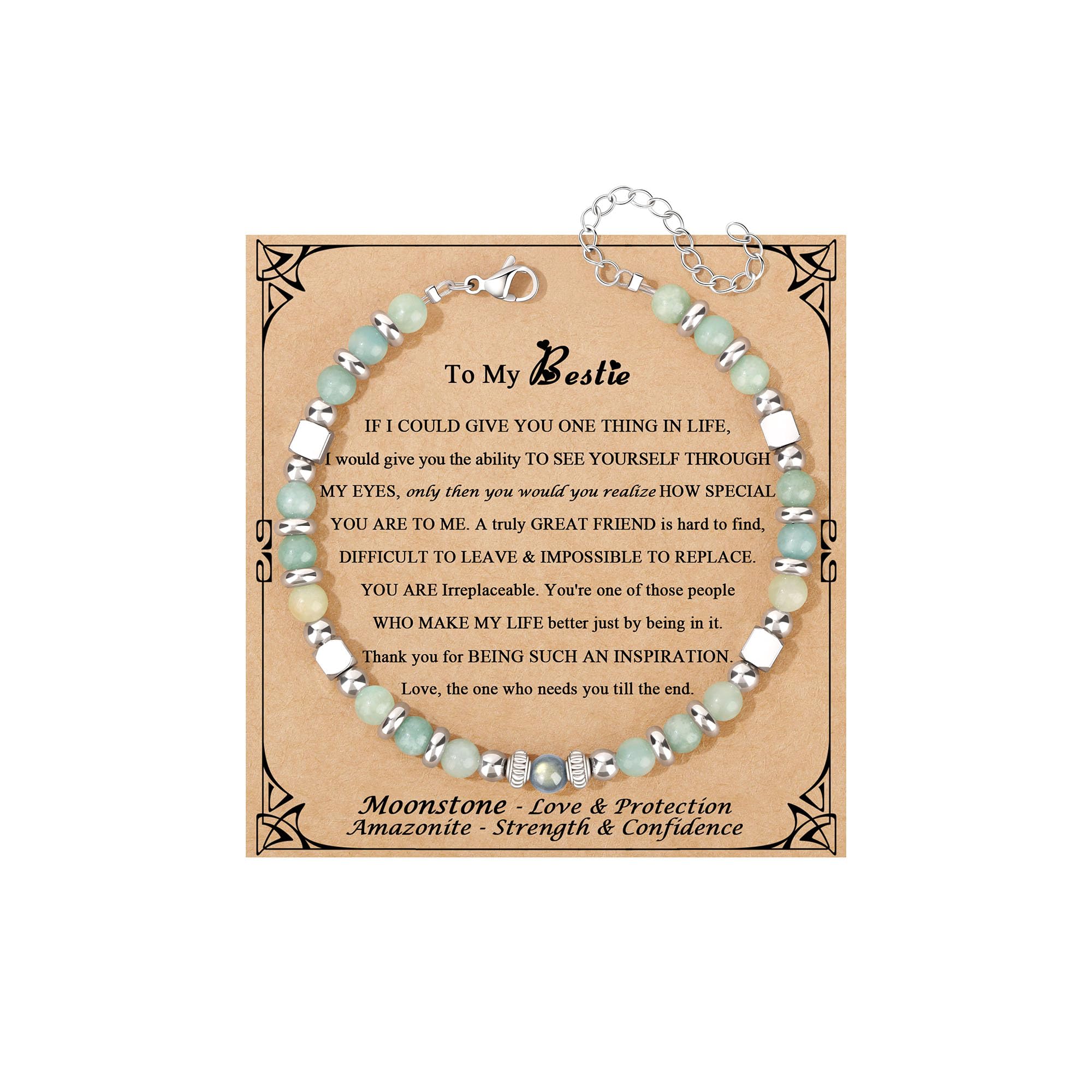 JoycuFF 𝗚𝗶𝗳𝘁𝘀 𝗳𝗼𝗿 𝗪𝗼𝗺𝗲𝗻 𝗠𝗼𝗼𝗻𝘀𝘁𝗼𝗻𝗲 𝗕𝗿𝗮𝗰𝗲𝗹𝗲𝘁 Amazonite Colorful Imperial Jasper Stainless Steel Beads Bracelets, Graduation Christmas Valentines Mothers Day Birthday Gifts