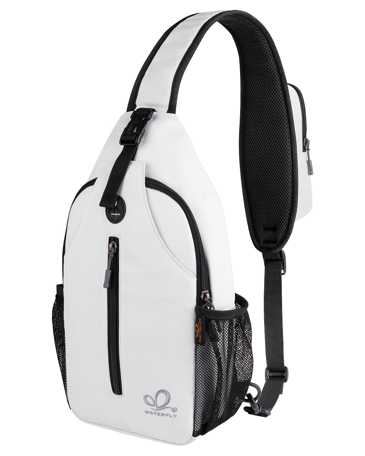WATERFLY Crossbody Sling Backpack Sling Bag Travel Hiking Chest Bag Daypack (Black)