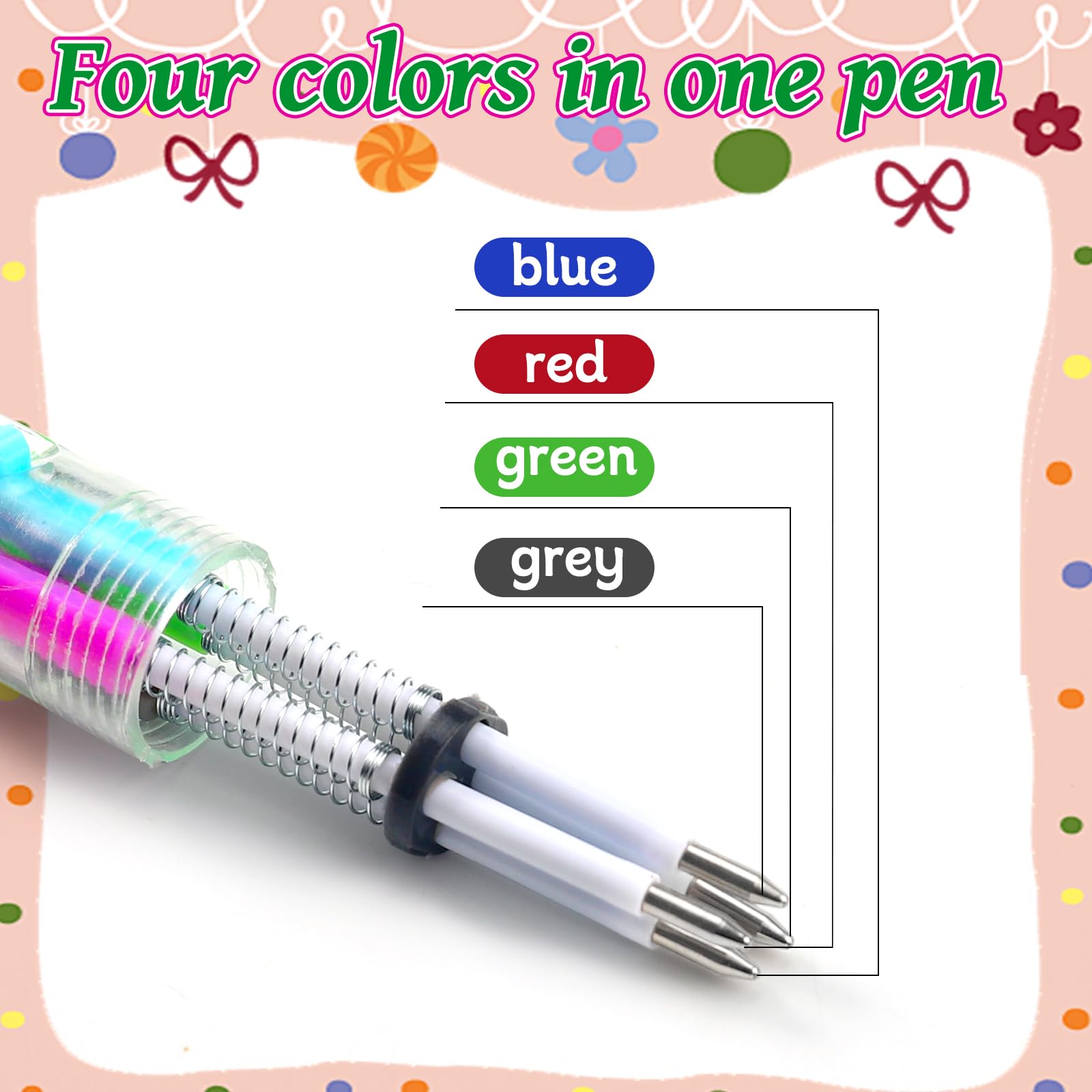 CZWZ 20Pcs Mini Multicolor Pens in One 4-in-1 Cute Pens Bulk for Kids, Fun Kawaii Ballpoint Pens for Birthdays and Children's Party Favors Gifts Teacher School Supplies