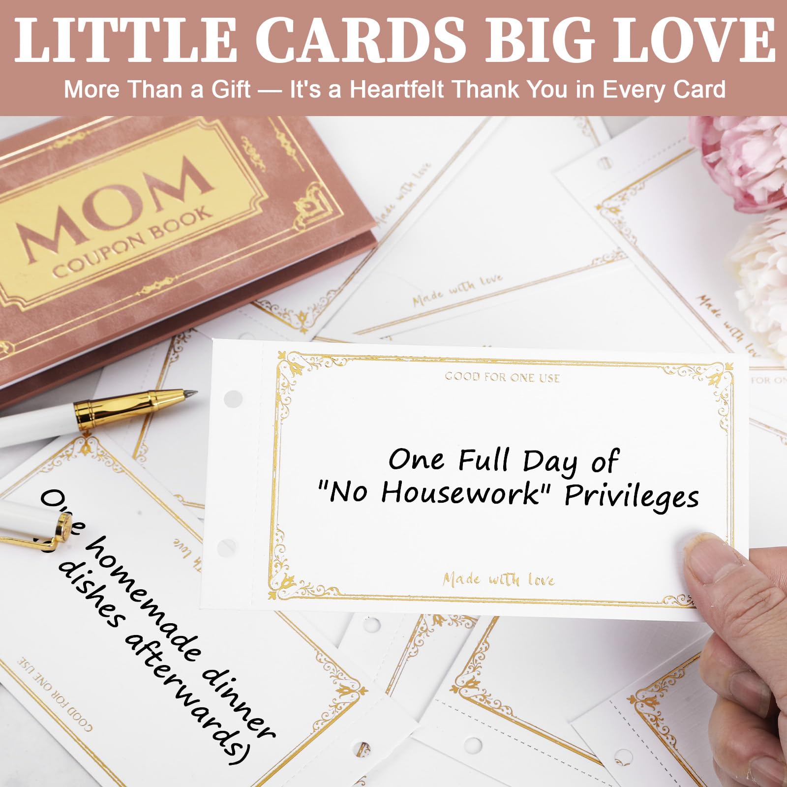 Love Coupons for Him – 30 Blank Personalized Coupons | Romantic Valentines Gifts for Him, Thoughtful Valentines Day Gifts for Husband, Cute Vday Gift for Boyfriend (Ruby Red)