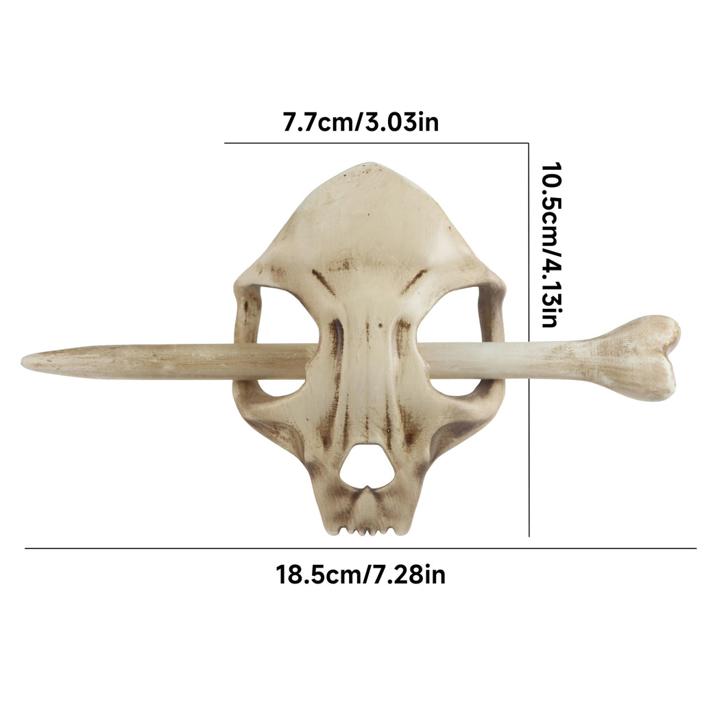 Cat Skull Hair Stick, Gothic Feline Skull Resin Bone Hair Slide Barrette for Women, Cat Skull Hair Clip Halloween Cosplay Witchcore Hairpin, Spooky Updo Holder (1 Piece)
