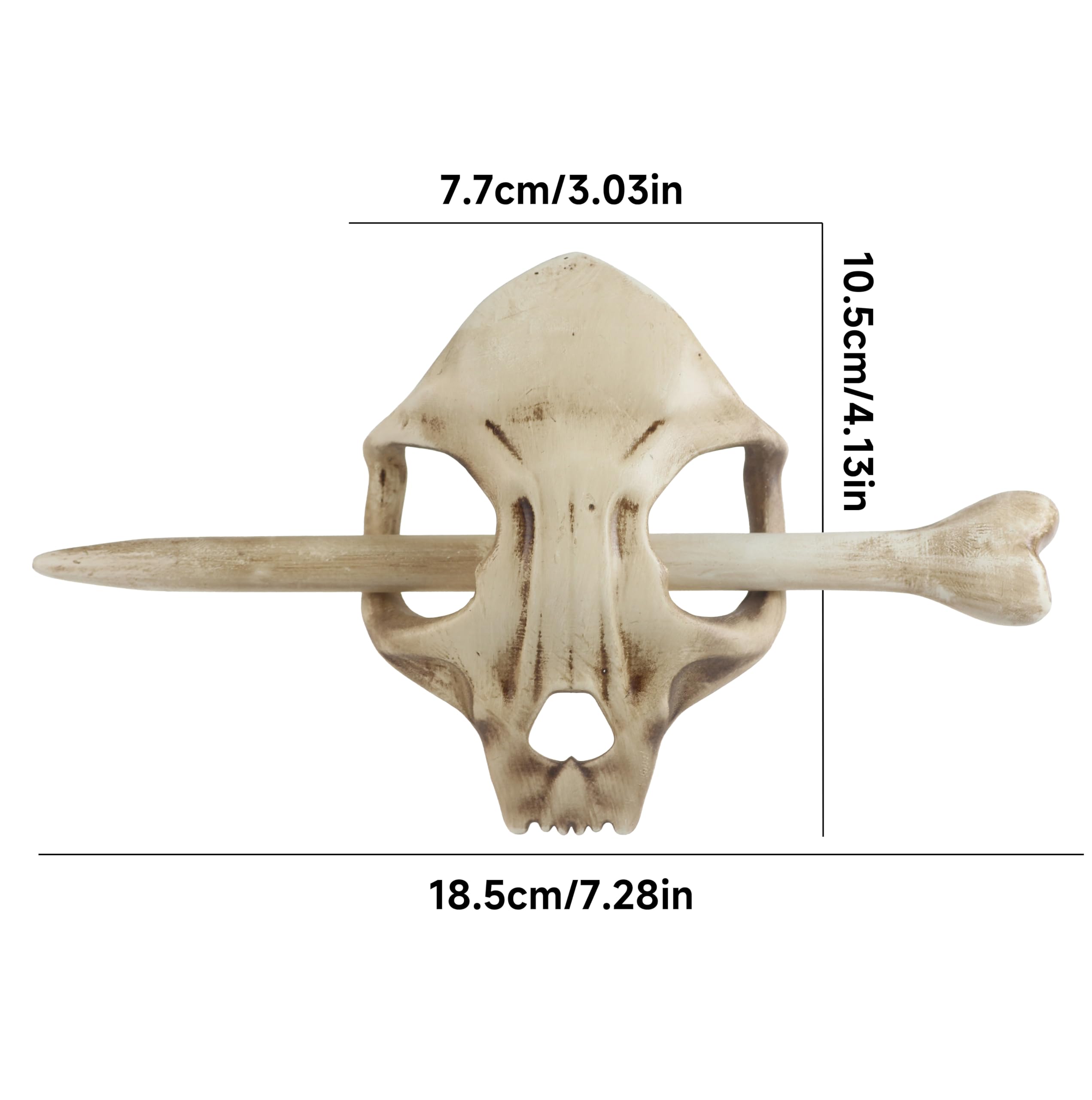 Cat Skull Hair Stick, Gothic Feline Skull Resin Bone Hair Slide Barrette for Women, Cat Skull Hair Clip Halloween Cosplay Witchcore Hairpin, Spooky Updo Holder (1 Piece)