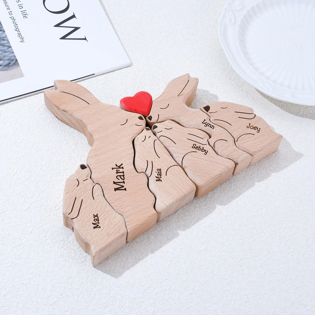 Personalized Family Name Puzzle with 2-8 Names Custom Wooden Bear Puzzle with Names Customized Wooden Puzzle Gifts for Christmas (Bear)