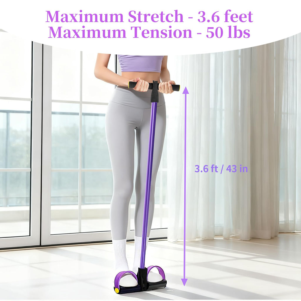 Pedal Resistance Bands with Handles, Upgrade 6-Tubes Manual Tension Training Pedal, Natural Rubber Foot Pedal Resistance Bands, Multifunction Fitness Bands for Abdomen, Waist, Arm, Leg