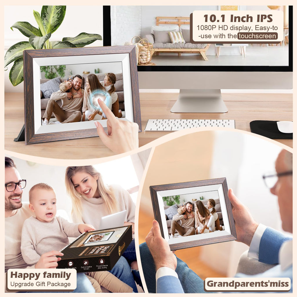 Frameo Digital Picture Frame, 10.1 Inch Smart WiFi Photo Frame with 1280x800 HD IPS Touch Screen, Auto-Rotate, Wall Mountable, Share Photos/Videos Instantly via App from Anywhere