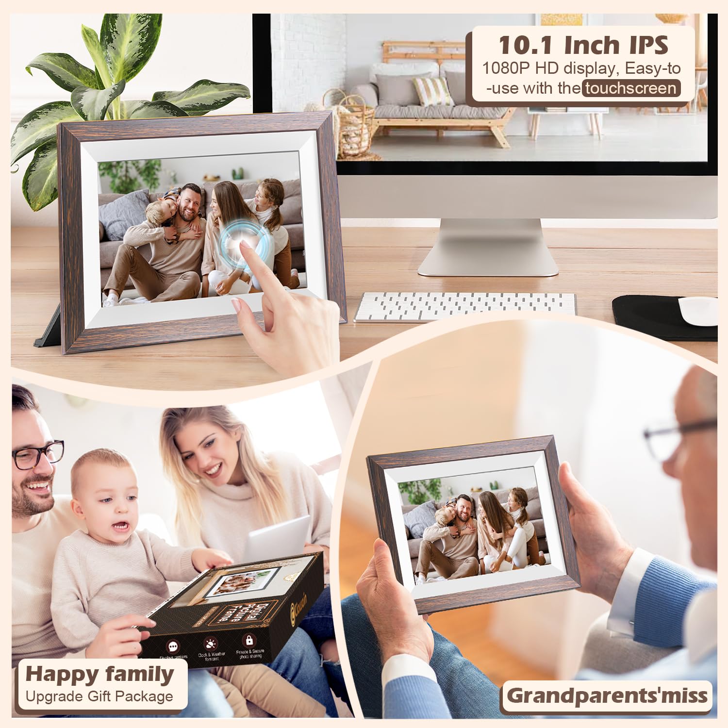 Frameo Digital Picture Frame, 10.1 Inch Smart WiFi Photo Frame with 1280x800 HD IPS Touch Screen, Auto-Rotate, Wall Mountable, Share Photos/Videos Instantly via App from Anywhere