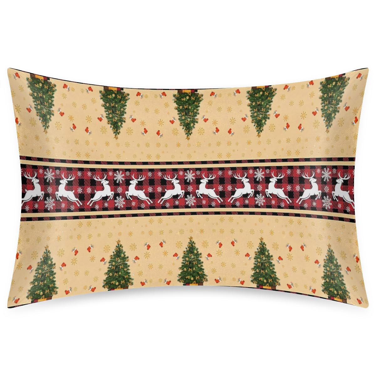 Christmas Light Trees Satin Pillow Case for Hair and Skin Satin Pillowcase Without Zipper Pillowcase, Standard Size Slip Silk Pillow Cases 20"x26" Silk Pillowcases for Bedroom Sofa Home Decor